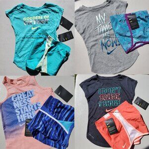 Nike Girls Size 4 -5 -6 -6X Dri-fit Running Shorts & Tops ~ 8pc Brand NEW Summer